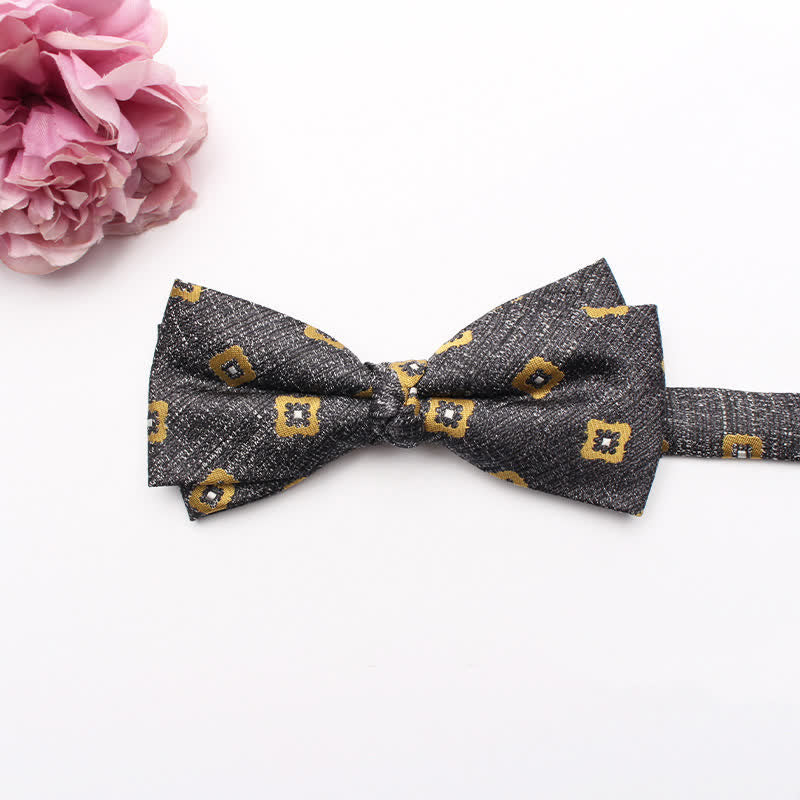 Men's Geometrical Business Office Bow Tie - Gray Cubic - image 15