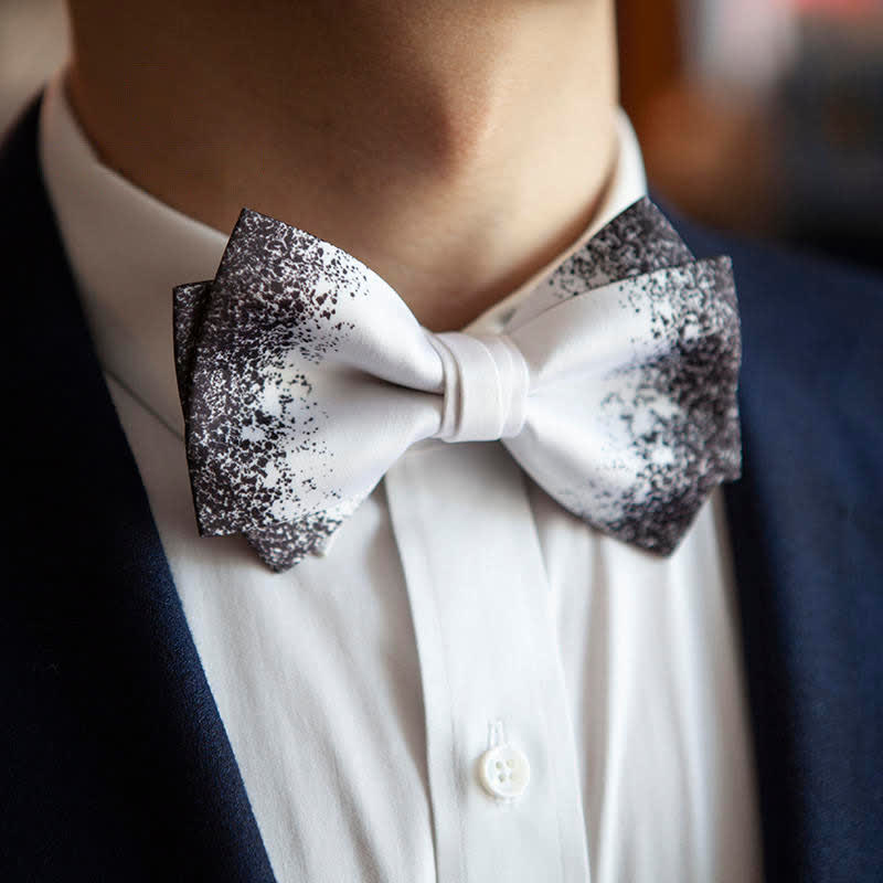 Men's Black White Resplendent Night Sky Bow Tie - image 1
