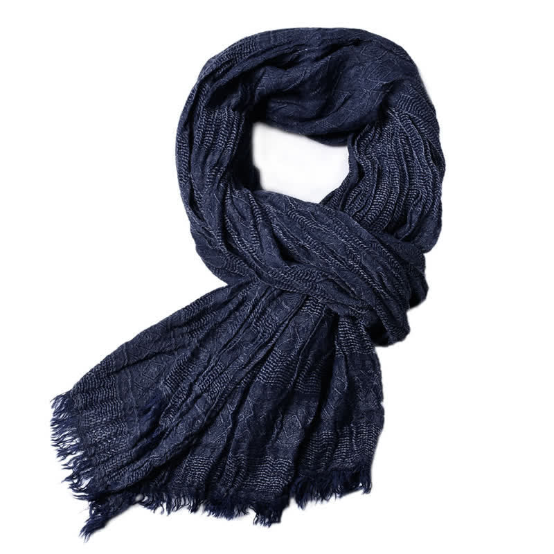 Men's Versatile Diamond Plaid Raw Edge Scarf - image 3
