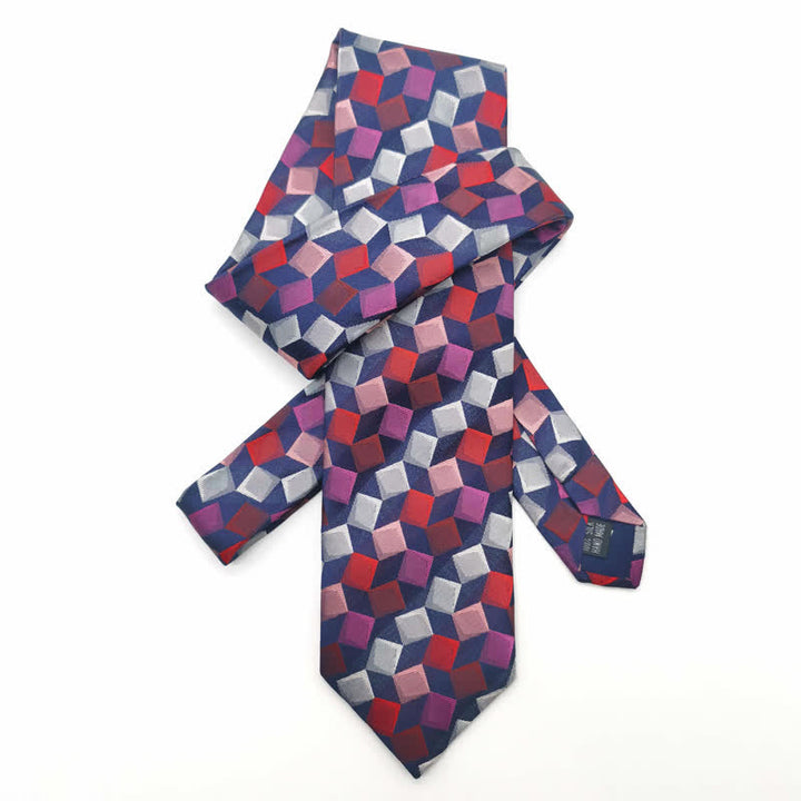 Men's Colorful Geometric Square Pure Silk Necktie - image 1
