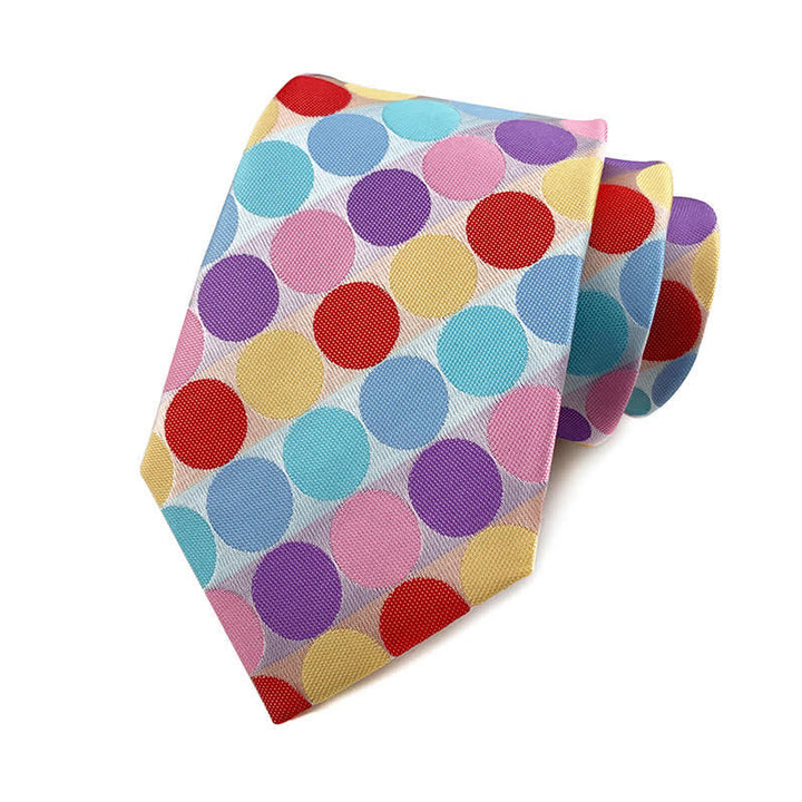 Men's Polka Dots Necktie - Large Dots - Pink & Blue - image 28