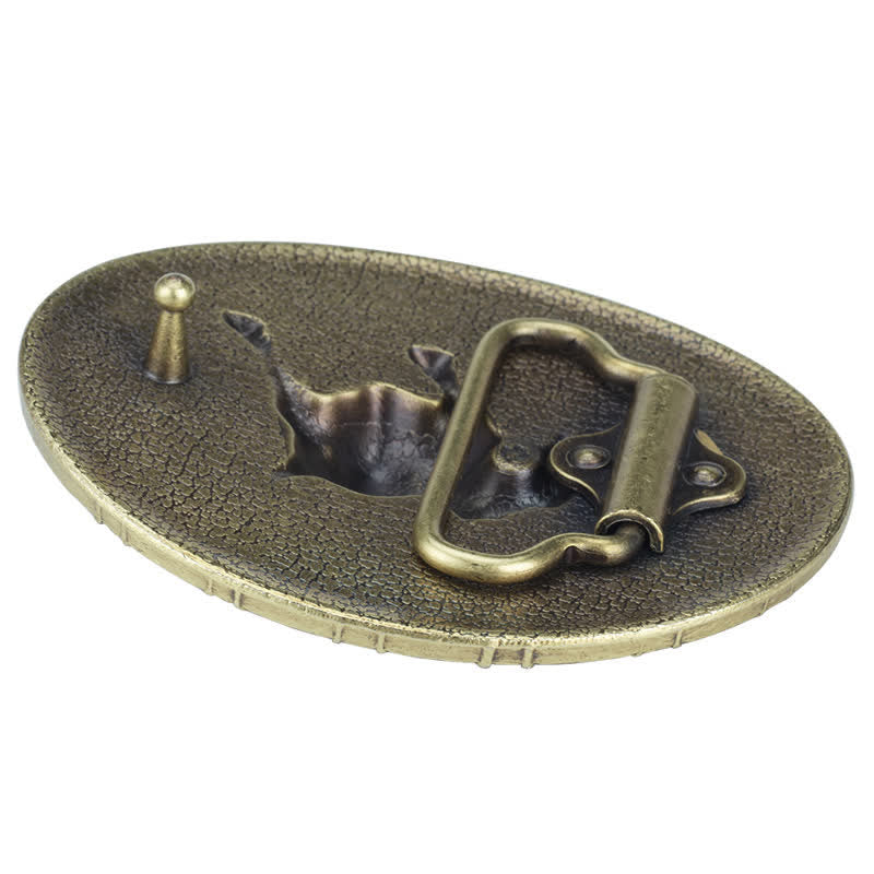 Men's DIY Cowboy Bullfighter Buckle Leather Belt - image 4