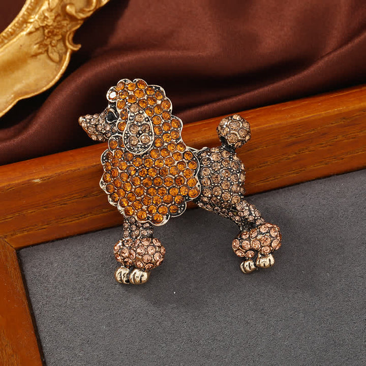 Women's Rhinestone Poodle Dog Brooch - Champagne - image 3