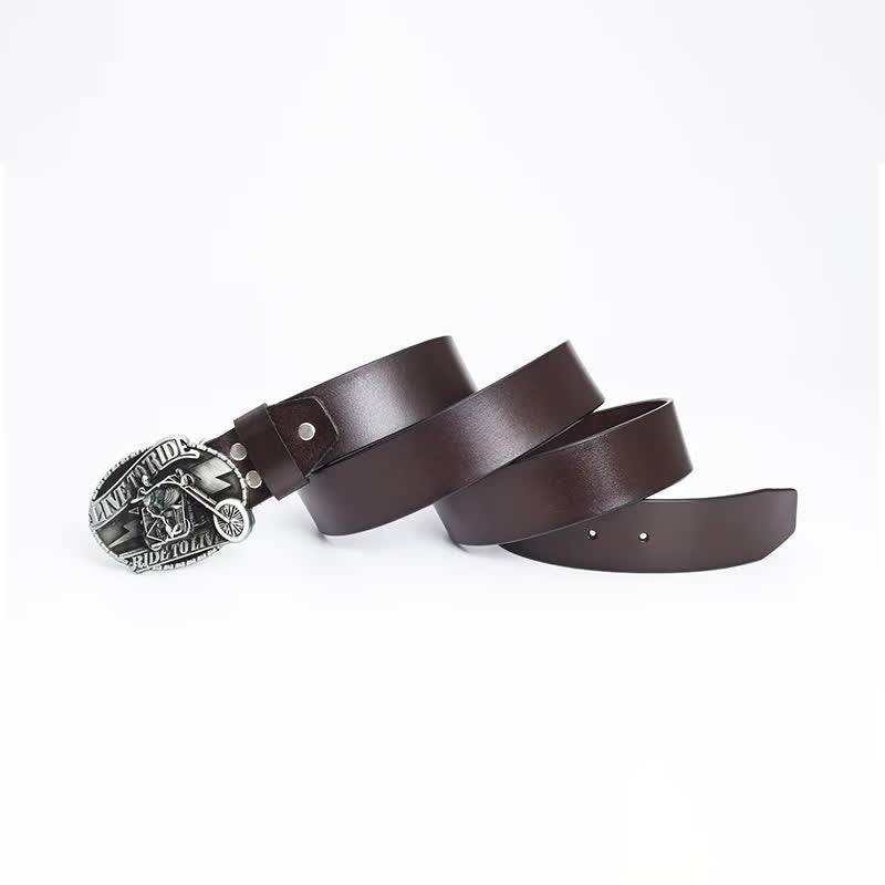 Men's Skeleton Motorcyclist Skull Leather Belt - image 7