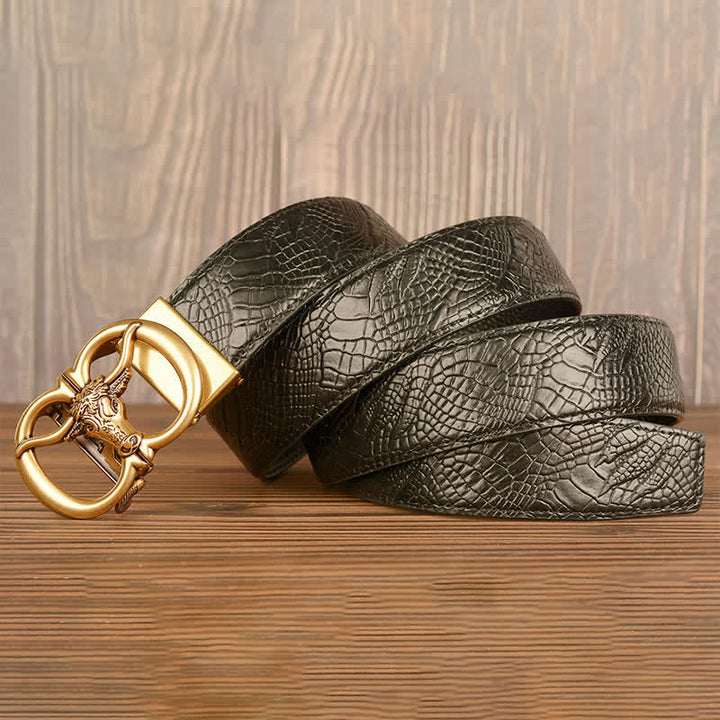 Men's Giant Ox Crocodile Pattern Leather Belt - image 19