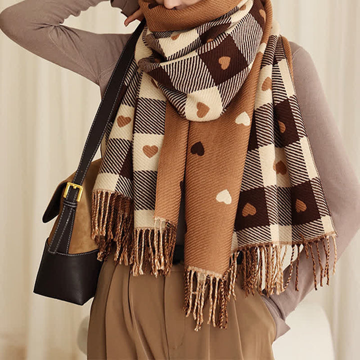 Women's Winter Cape Love Checkerboard Scarf - image 2