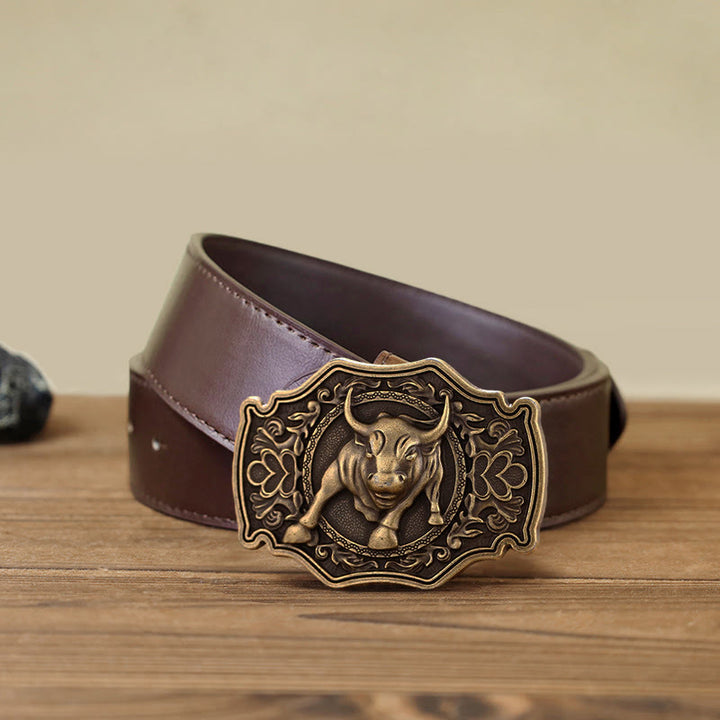 Men's DIY Matador Buckle Leather Belt - Bronze - Brown PU Belt (40) - image 10