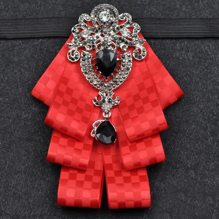 3Pcs Plaid Black Rhinestone Bow Tie Set - image 18