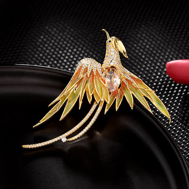 Women's Vintage Phoenix Bird Brooch - Yellow - image 6