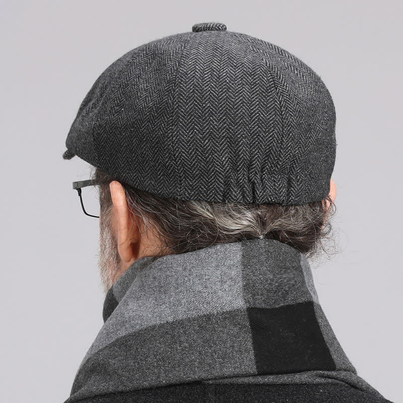 Men's Gentleman Herringbone Pattern Octagonal Beret Cap - image 3