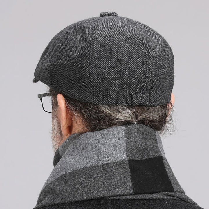 Men's Gentleman Herringbone Pattern Octagonal Beret Cap - image 3