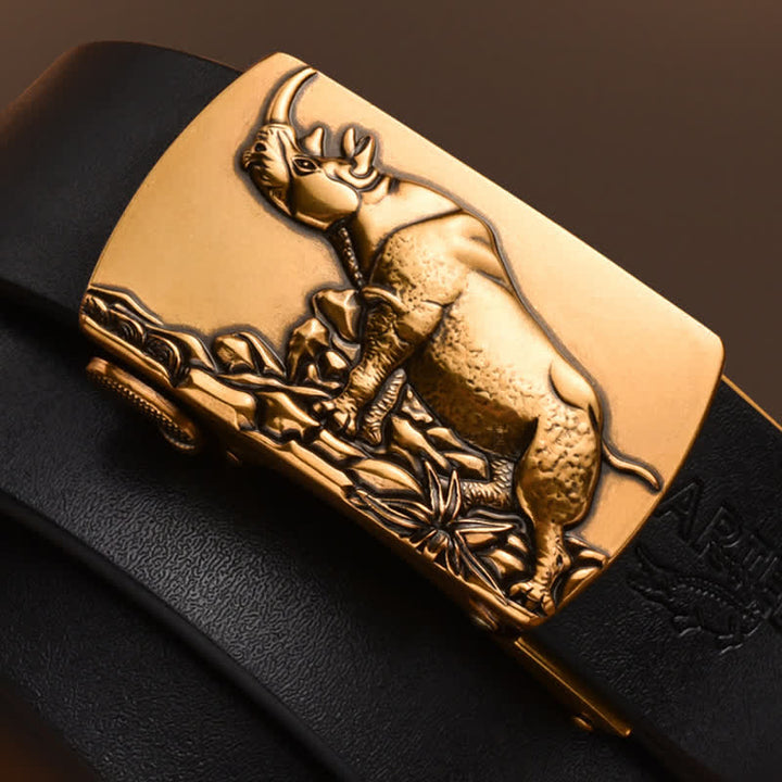 Men's Standing Rhino Business Automatic Buckle Leather Belt - image 2