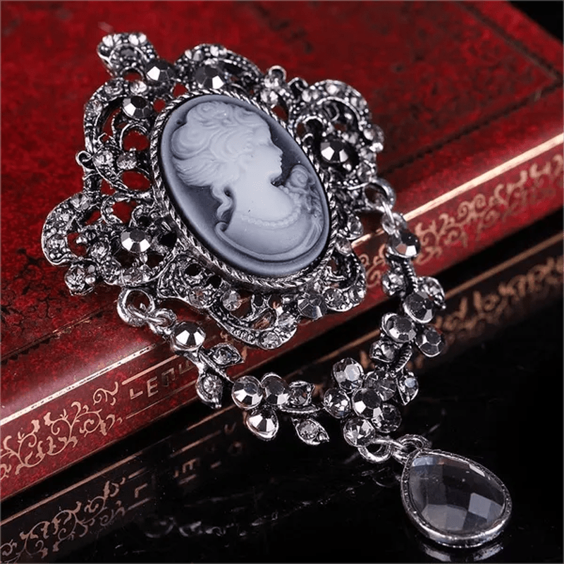 Women's Maiden Cameo Teardrop Brooch - image 5