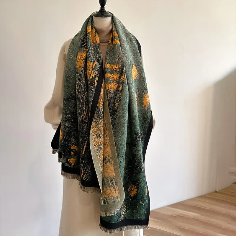 Women's Magnificent Scene Oil Painting Thickened Scarf - image 2