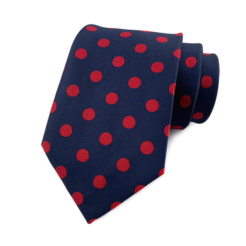 Men's Polka Dots Necktie - Medium Dots - Navy & Red - image 25