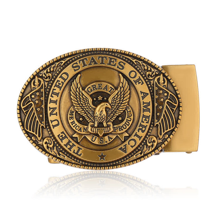 Men's DIY USA Eagle Flag Automatic Buckle Leather Belt - image 11