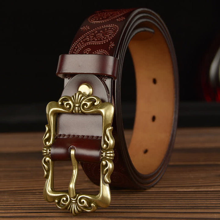 Women's Retro Floral Decorative Leather Belt - image 4