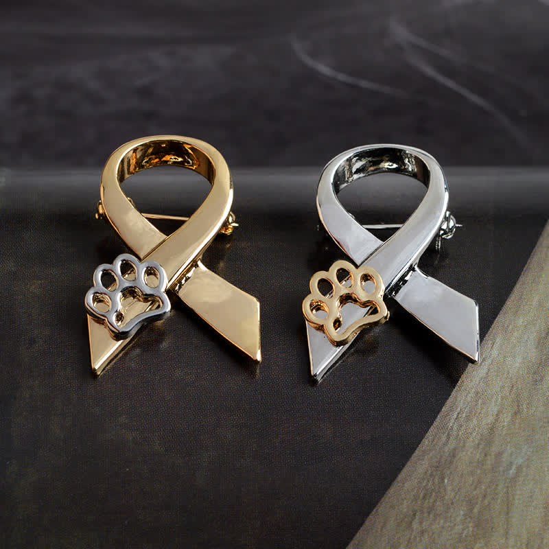 Women's Ribbon Puppy Paw Brooch - image 1