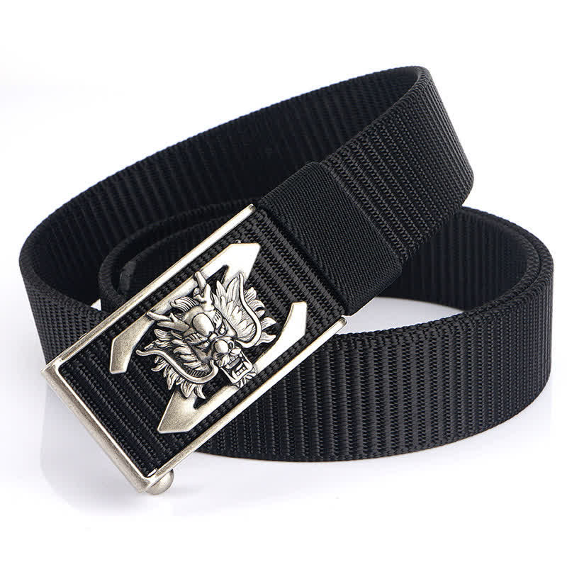 Men's Z Letter Mighty Dragon Nylon Belt - Black / Silver - 48" - image 14