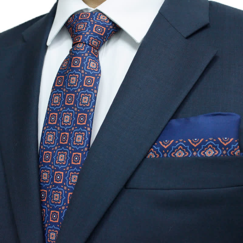 2Pcs Men's Timeless Medallion Prints Necktie Set - image 0
