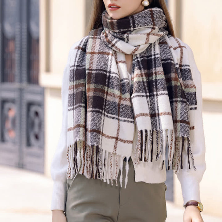 Women's Daily Knit Woven Tartan Checker Scarf - image 7