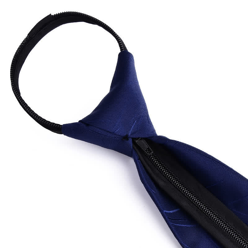 Men's Bussiness Zipper Tie Plaid Striped Necktie - image 2