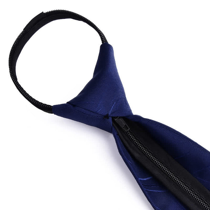 Men's Bussiness Zipper Tie Plaid Striped Necktie - image 2