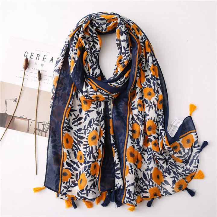 Women's Bohemian Print Floral Tassel Scarf - Style #1 - image 0