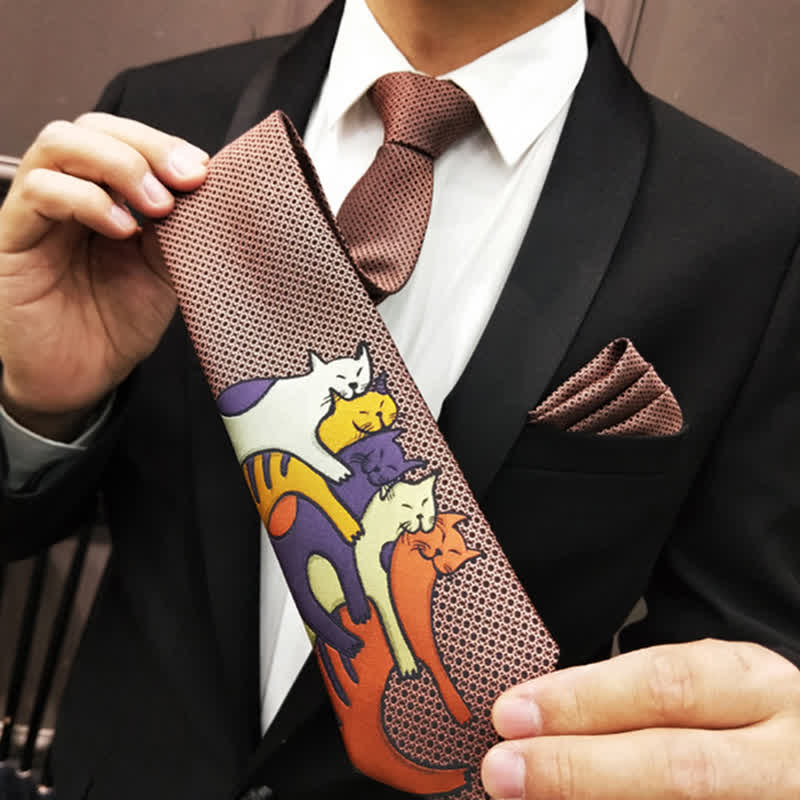 Men's Casual Sweetie Cats Snuggling Necktie - image 1