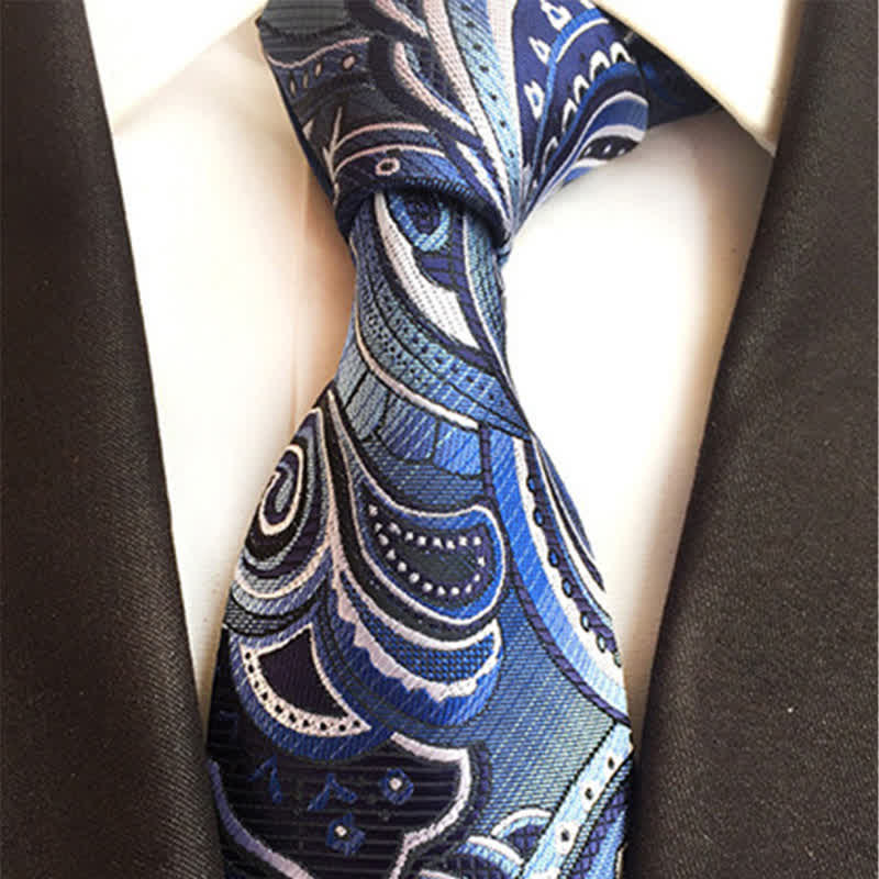 SteelBlue & White Men's Illusion Paisley Necktie - image 1