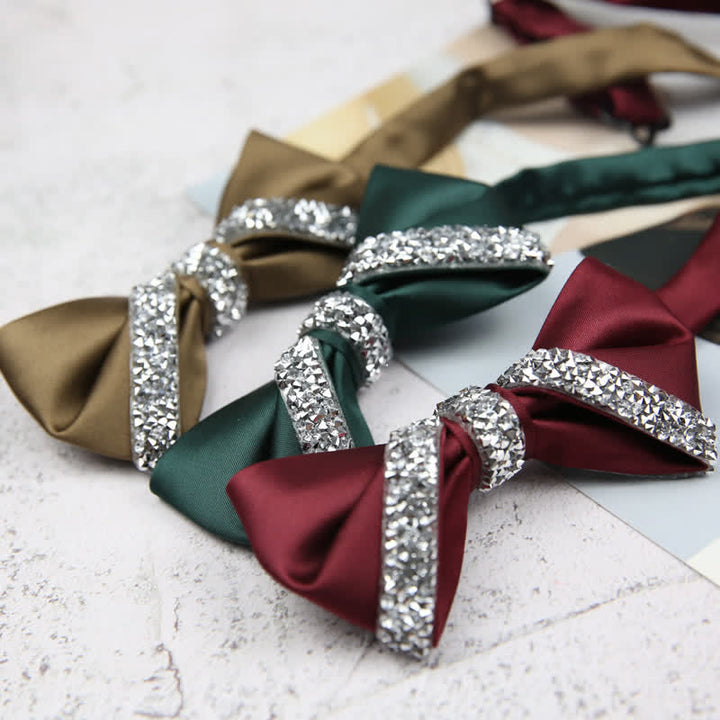 Men's Glittering Rhinestone Wedding Bow Tie - image 2