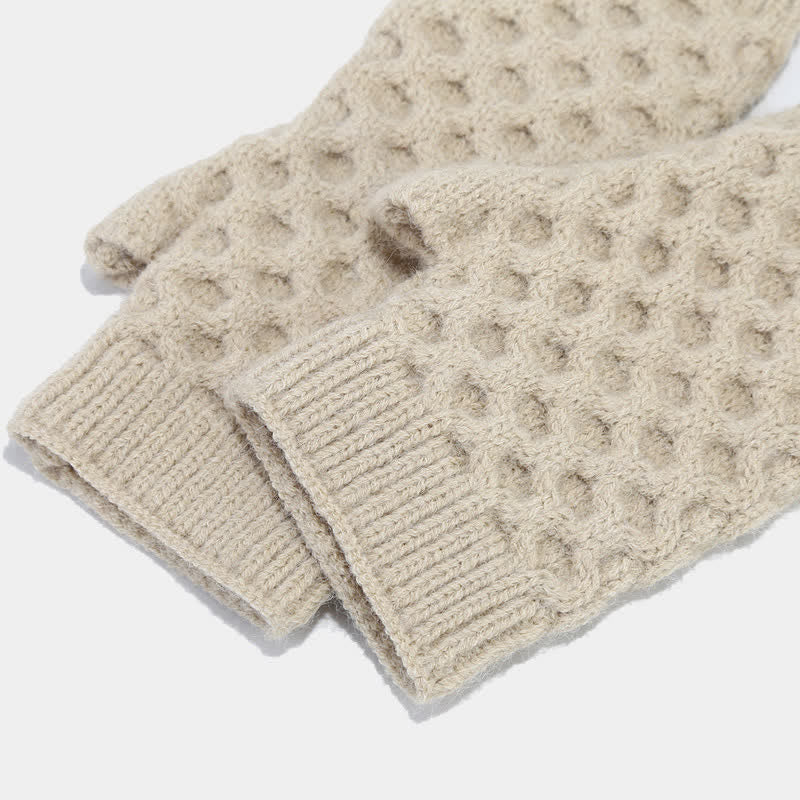 3Pcs Women's Criss Cross Knit Hat Scarf Gloves Set - image 9