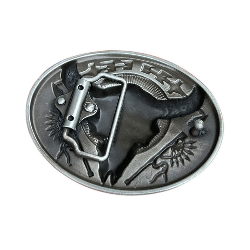 Men's DIY Indian Theme Bull Skull Buckle Leather Belt - image 1