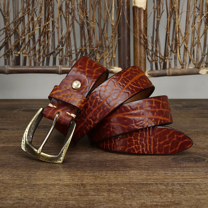 Men's Retro Yak Skin Pattern Leather Belt - image 7