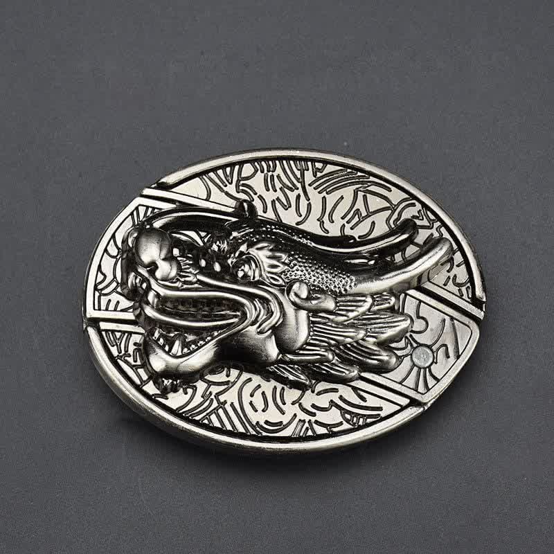 Men's Vintage 3D Dragon Leather Belt With Folding Knife - image 1