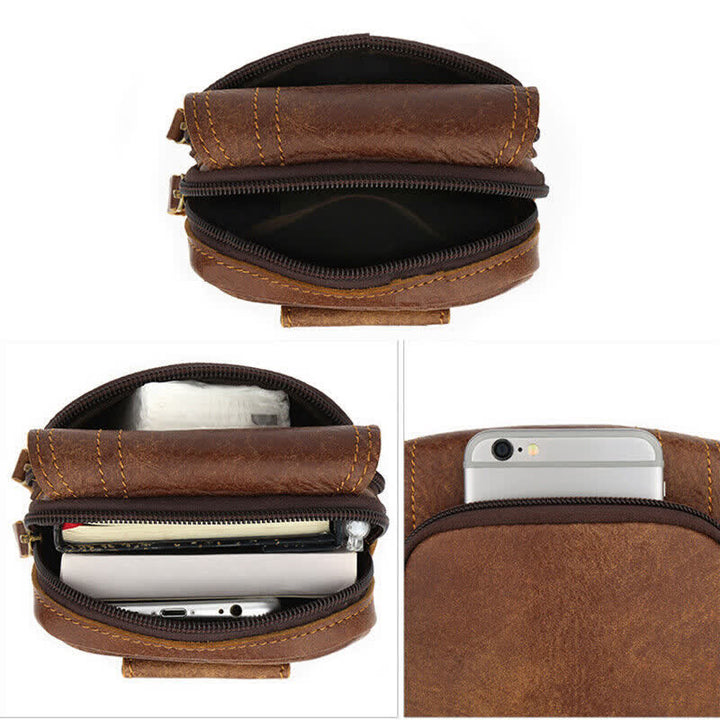 Travel Zipper Magnetic Snap Nubuck Leather Belt Bag - image 4