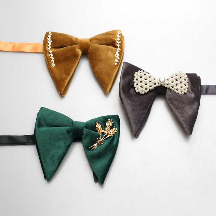 Men's Charming Velvet Oversized Pointed Bow Tie - image 6
