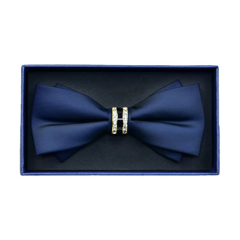 Men's Rhinestone Metal Matte Bow Tie - Arch - Navy - image 5