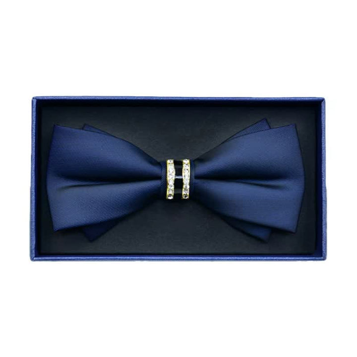 Men's Rhinestone Metal Matte Bow Tie - Arch - Navy - image 5
