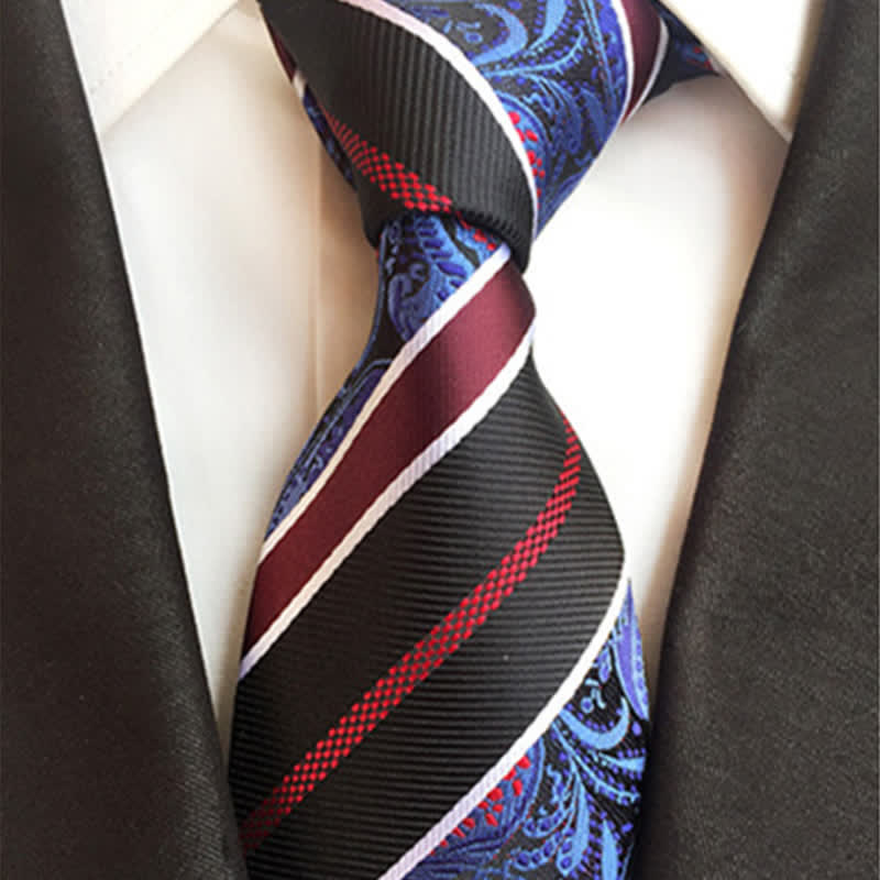 Navy & Black Men's Outstanding Stripe Paisley Necktie - image 1