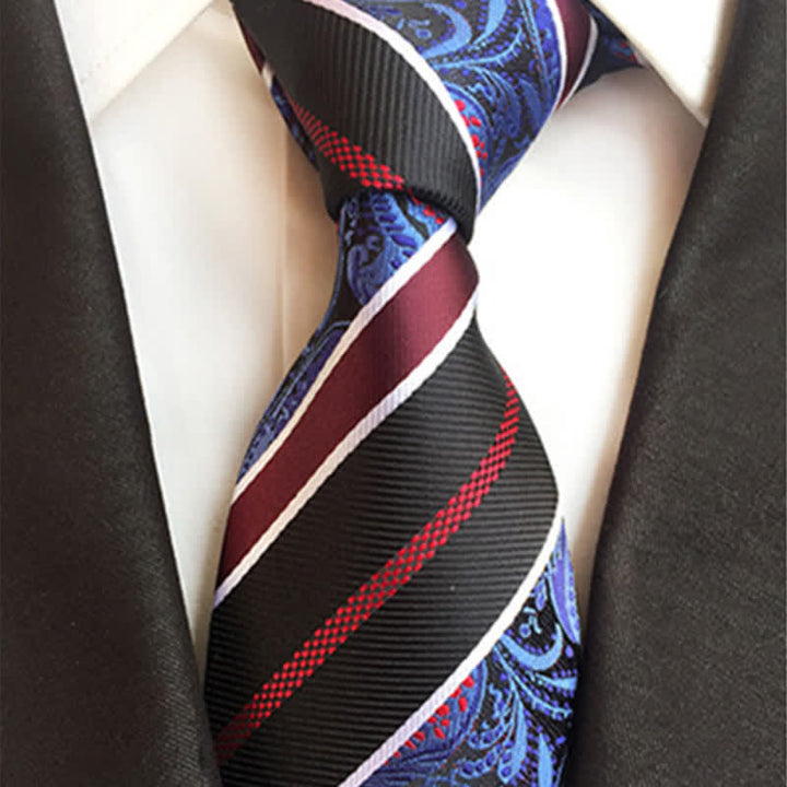 Navy & Black Men's Outstanding Stripe Paisley Necktie - image 1