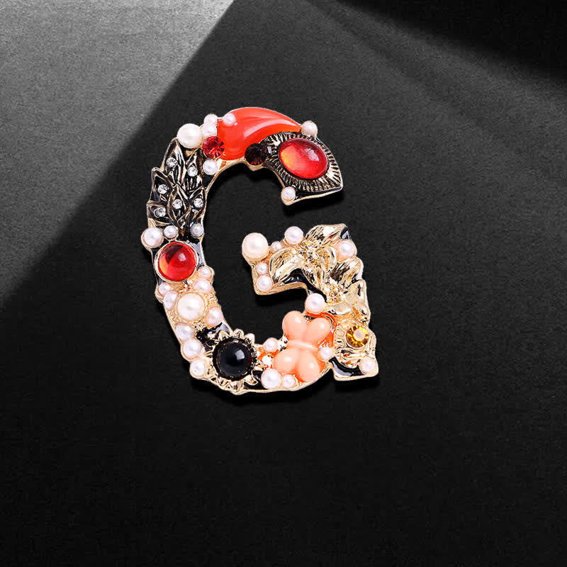 Unisex Baroque Pearl Letter Brooch - G - image 9