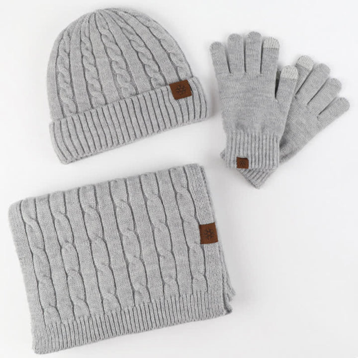 3Pcs Unisex Warm Hat Scarf Gloves Set - image 11