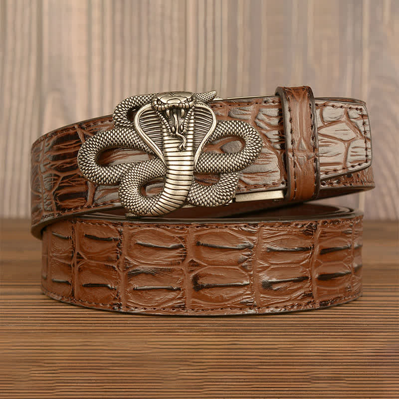 Men's Curled Cobra Alligator Pattern Leather Belt - image 20