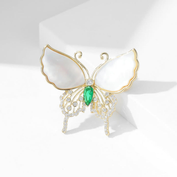 Women's Natural Shell Butterfly Brooch - image 3