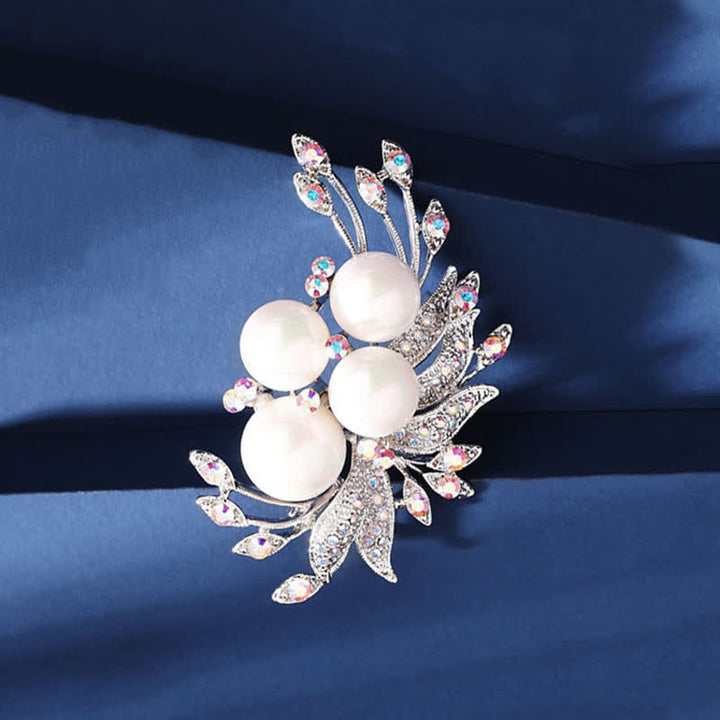 Women's Phoenixes Flower Pearl Brooch - Silver - image 0