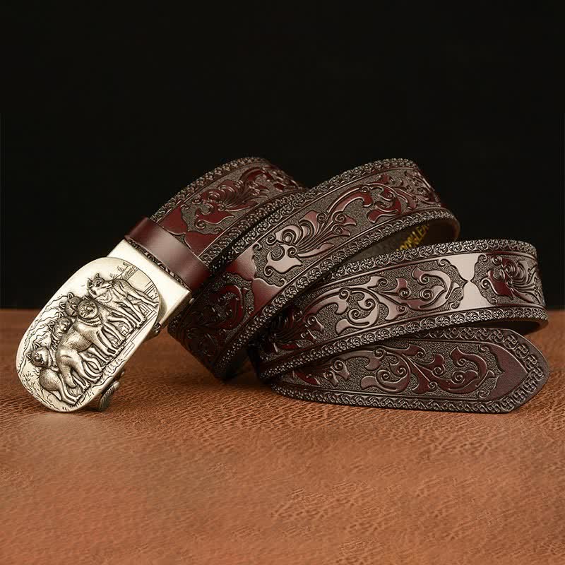 Men's Retro Pack Of Wolves Leather Belt - image 13