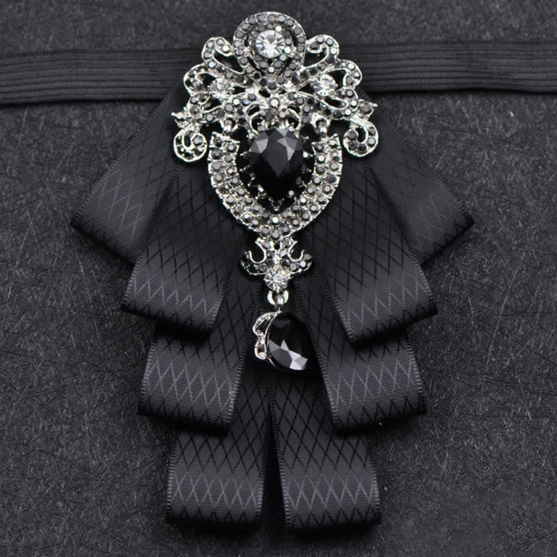 3Pcs Plaid Black Rhinestone Bow Tie Set - image 8