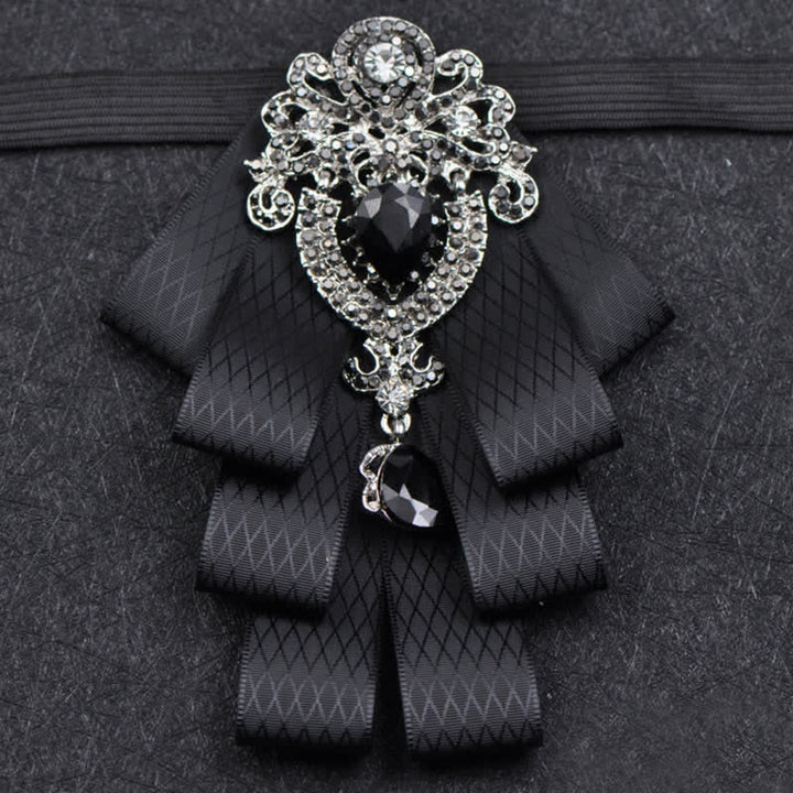 3Pcs Plaid Black Rhinestone Bow Tie Set - image 8