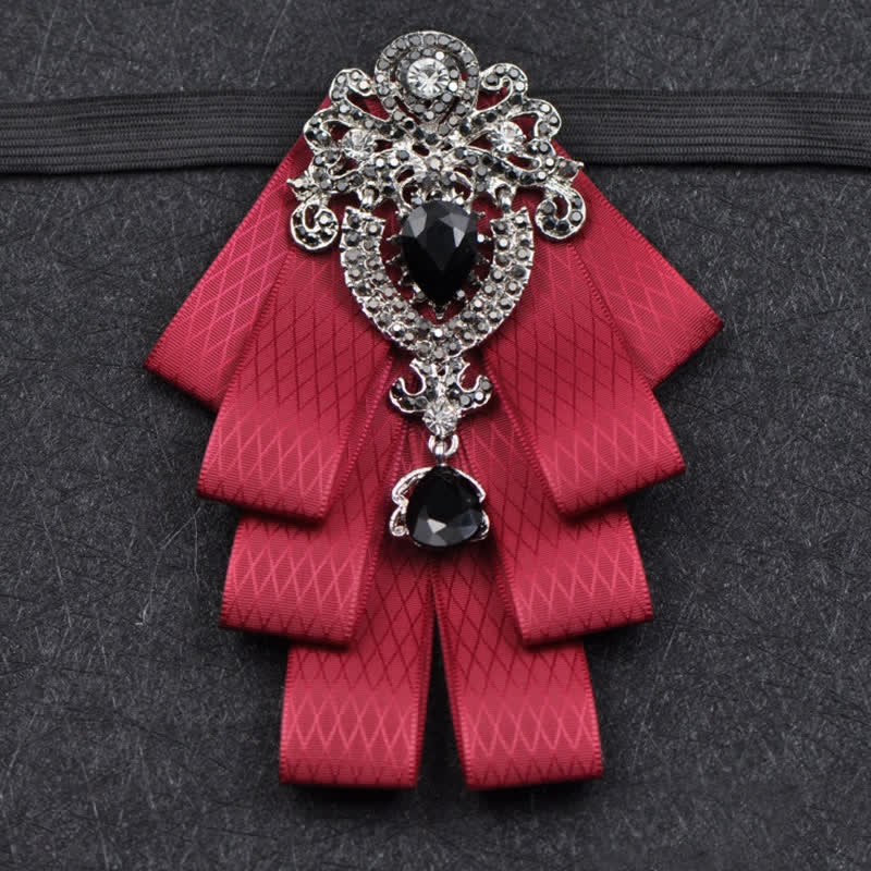 3Pcs Plaid Black Rhinestone Bow Tie Set - image 16